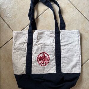 Trader Joe's Black and Cream Tote Bag